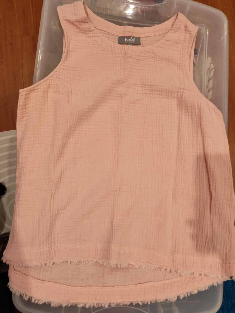 Marked Essentials Blush Pink Textured Hi- Low Blouse